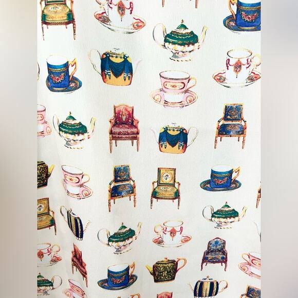 Talbots teacup teapot blouse quirky unique royal tea tea party blouse fun office - Picture 2 of 8